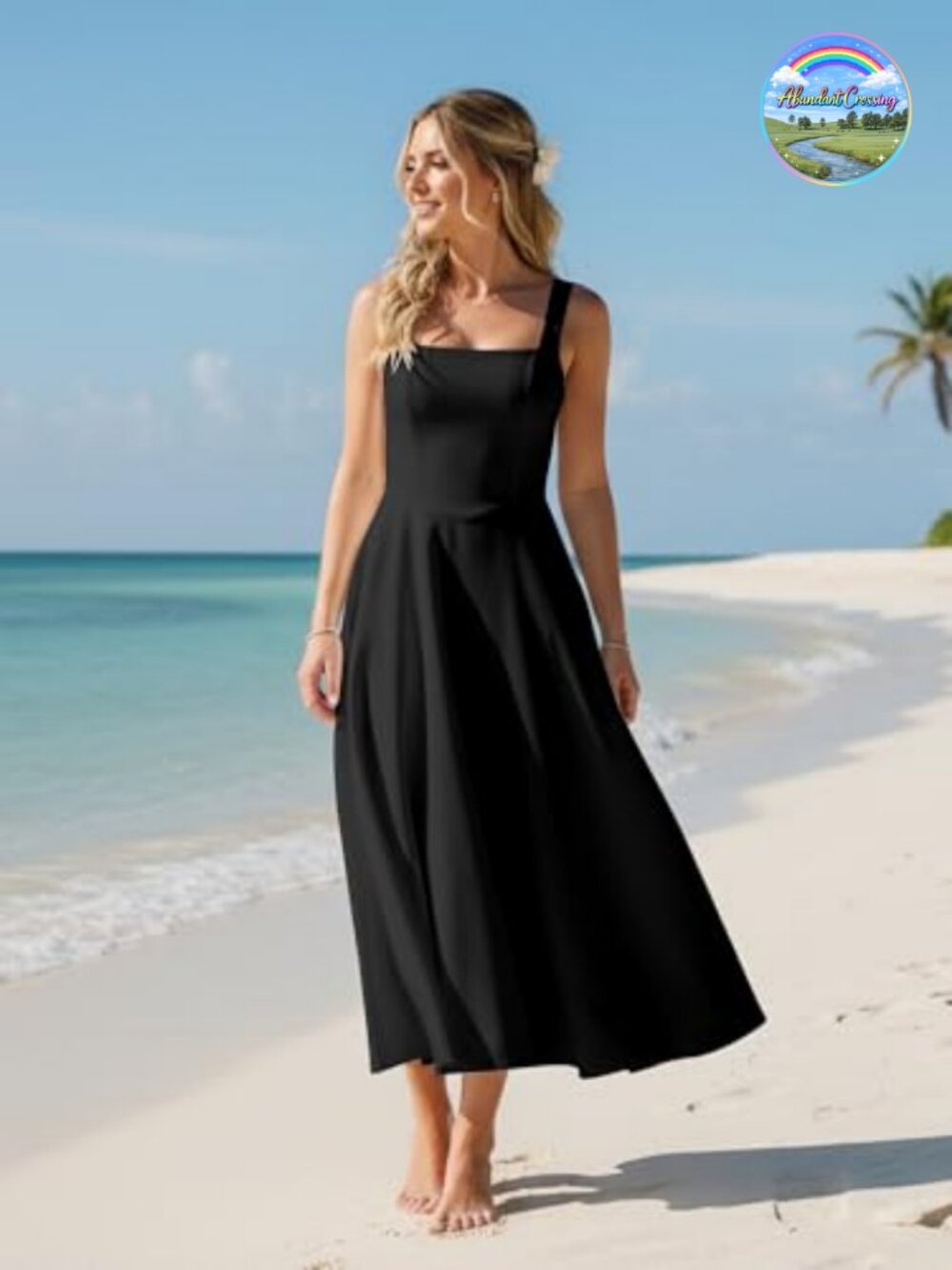 Flowy Ruffle Maxi Dress Square Neck Sleeveless Backless A-Line
